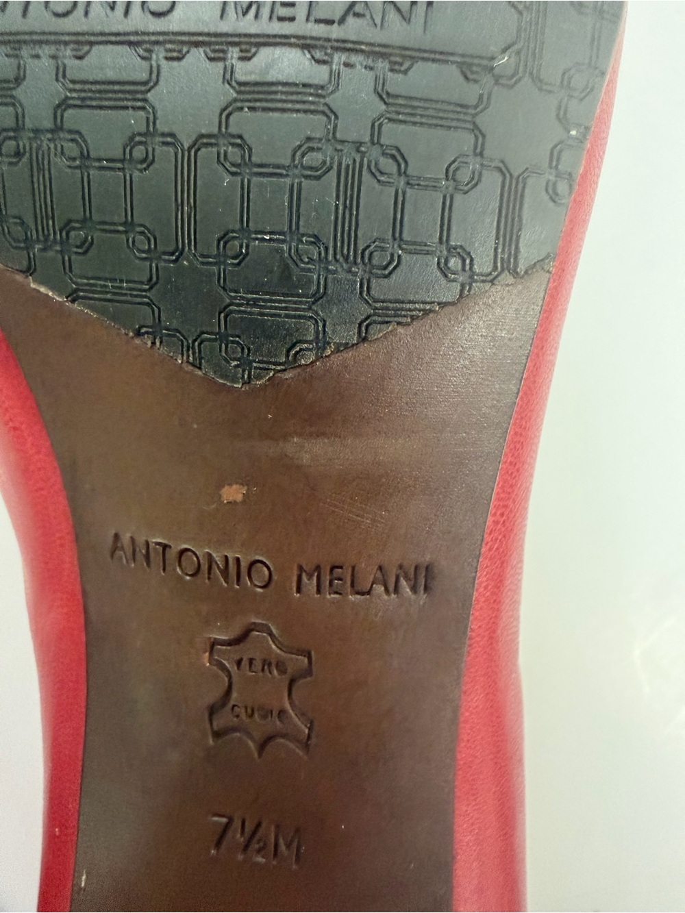 Red shoes  “Antonio Melani” , Red leather  Peep Toe Pumps, Women’s Size 7.5M. - Picture 7 of 8